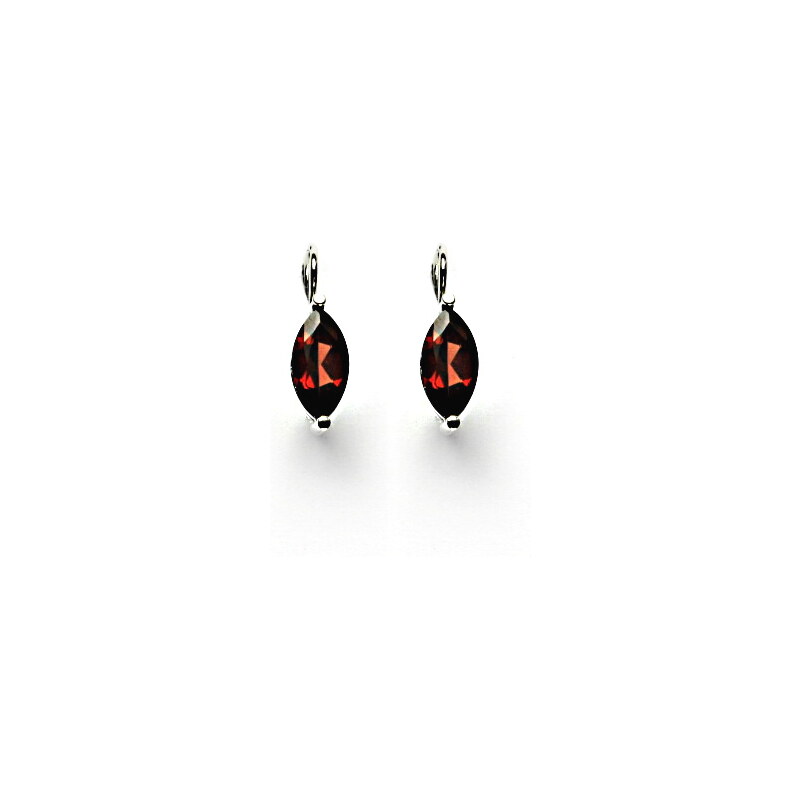 Čištín s.r.o. Zlaté náušnice, přírodní granát 12x6 mm, bílé i