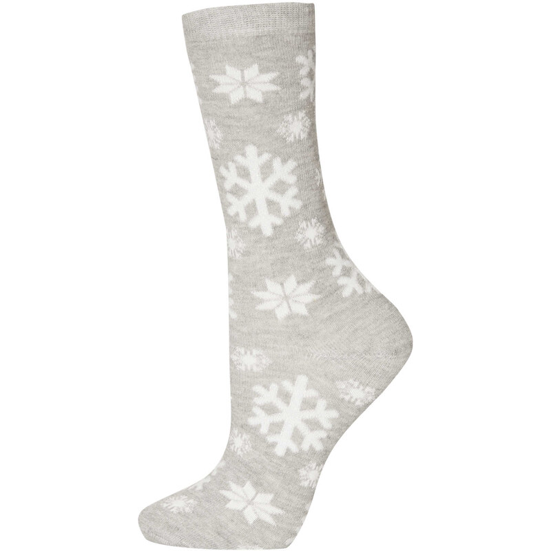 Topshop Grey Lurex Snowflake Ankle Socks