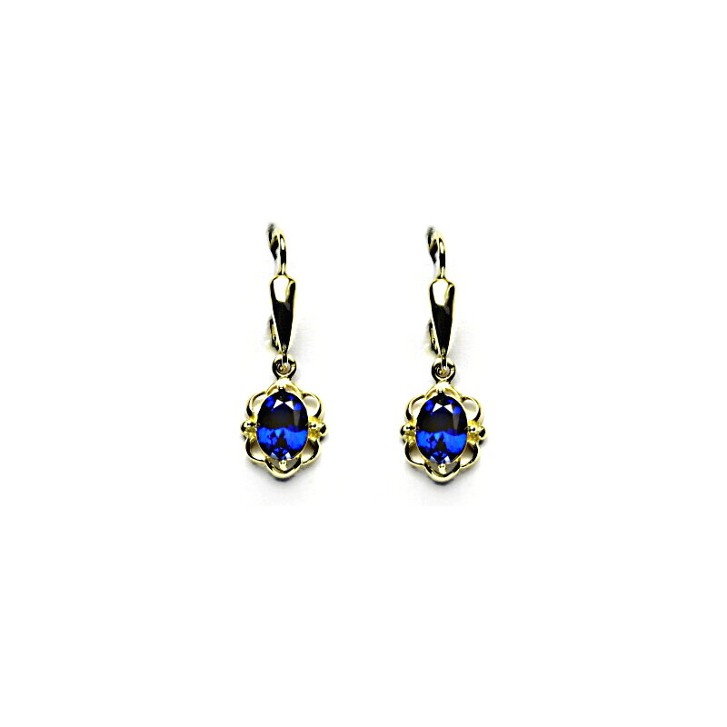 Čištín s.r.o. Zlaté náušnice, syntetický spinel, žluté zlato, NK