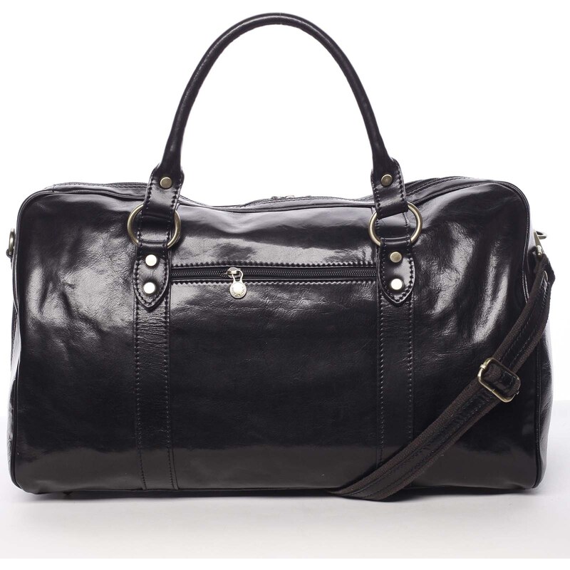 Velká cestovní kožená taška černá - ItalY Equado černá