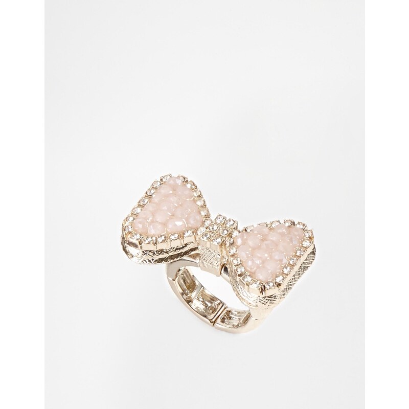 Lipsy Facet Bow Stretch Ring - Pink