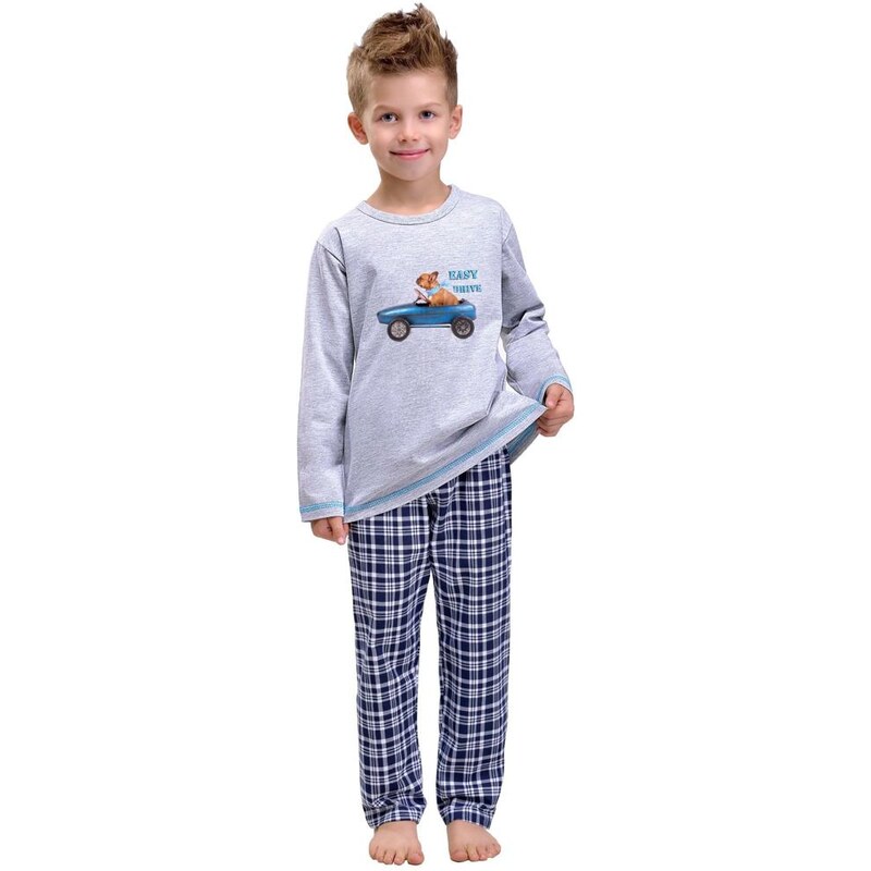 Taro Chlapecké bavlněné pyžamo Alvin s pejskem šedé