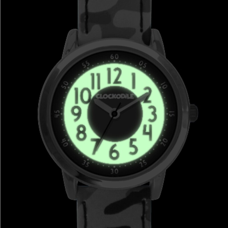 CLOCKODILE Svítící zelené chlapecké dětské hodinky ARMY s maskáčovým vzorem CWB0031