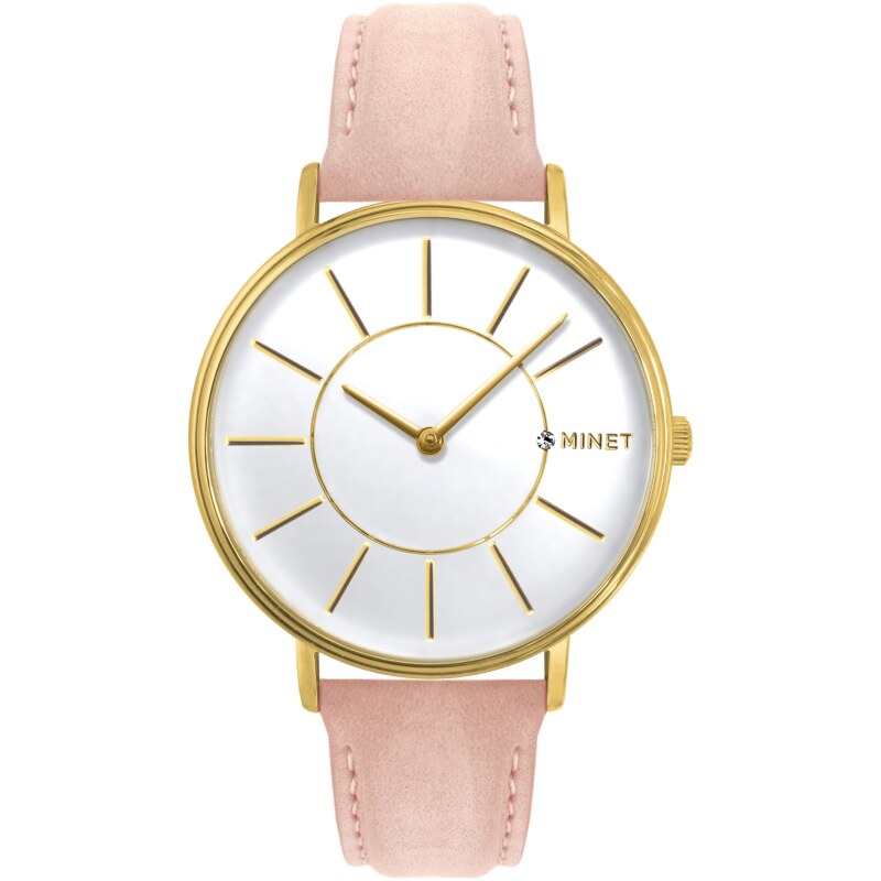 MINET Czech Crystal Růžové dámské hodinky MINET BROADWAY SOFT PINK 32417110