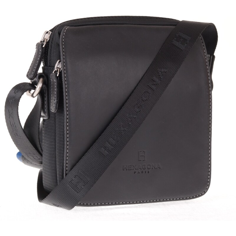 Pánská nylonová taška přes rameno Hexagona 299176 černá s koženou klopnou