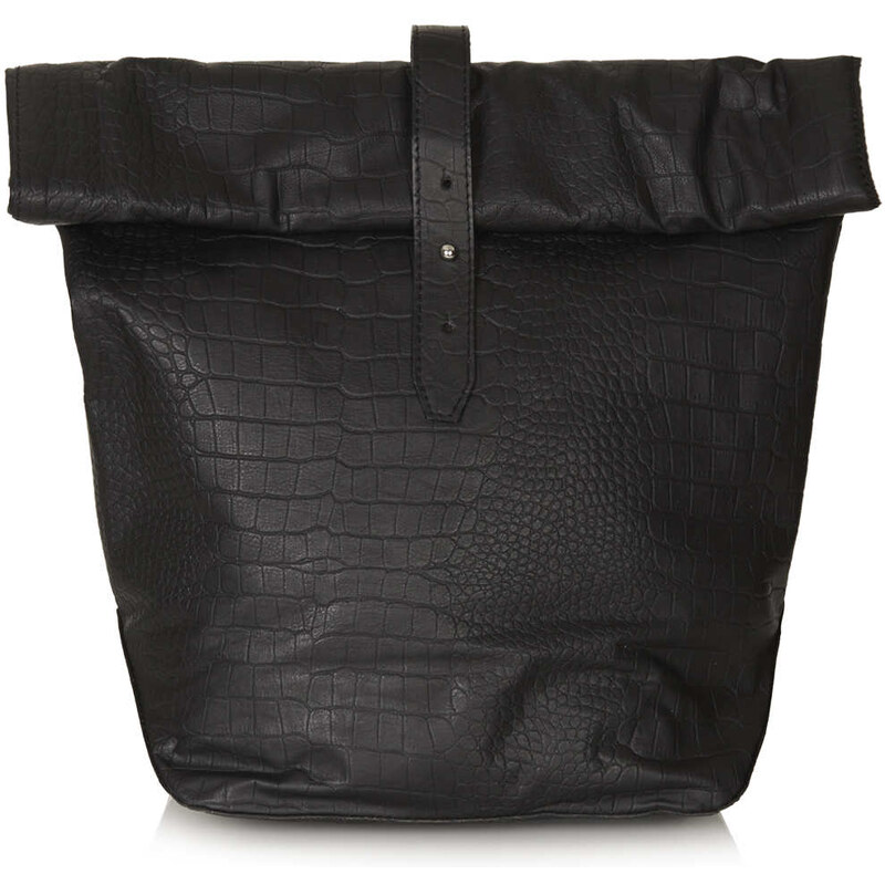 Topshop Croc Roll Top Leather Backpack