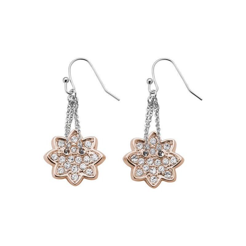 Guess PAVE CURVE FLOWER DROP EARRINGS