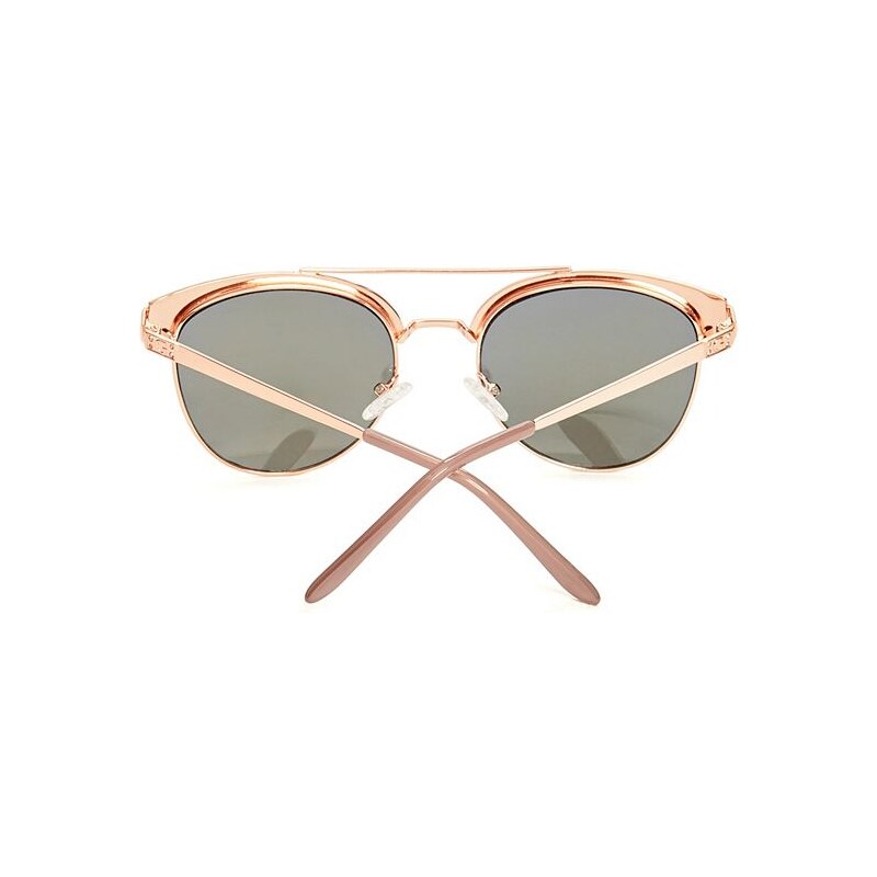 GUESS brýle Rose Gold-Tone Round Top-Bar Sunglasses, 11323