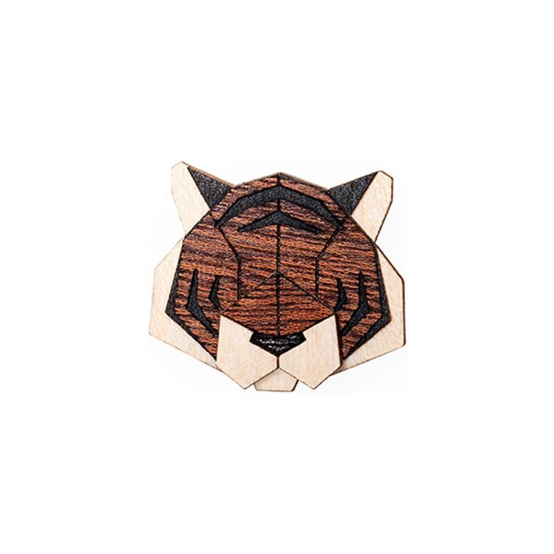 BeWooden Dřevěná brož Tiger Brooch