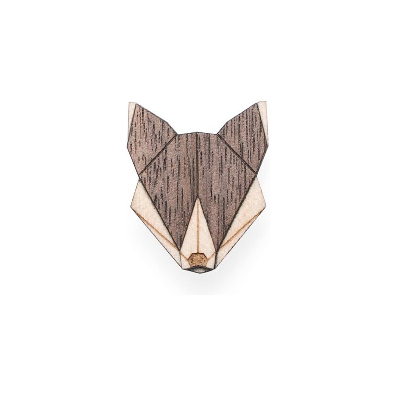 BeWooden Dřevěná brož Wolf Brooch