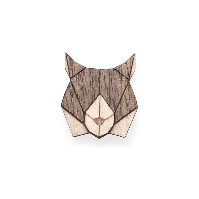 BeWooden Dřevěná brož Lynx Brooch