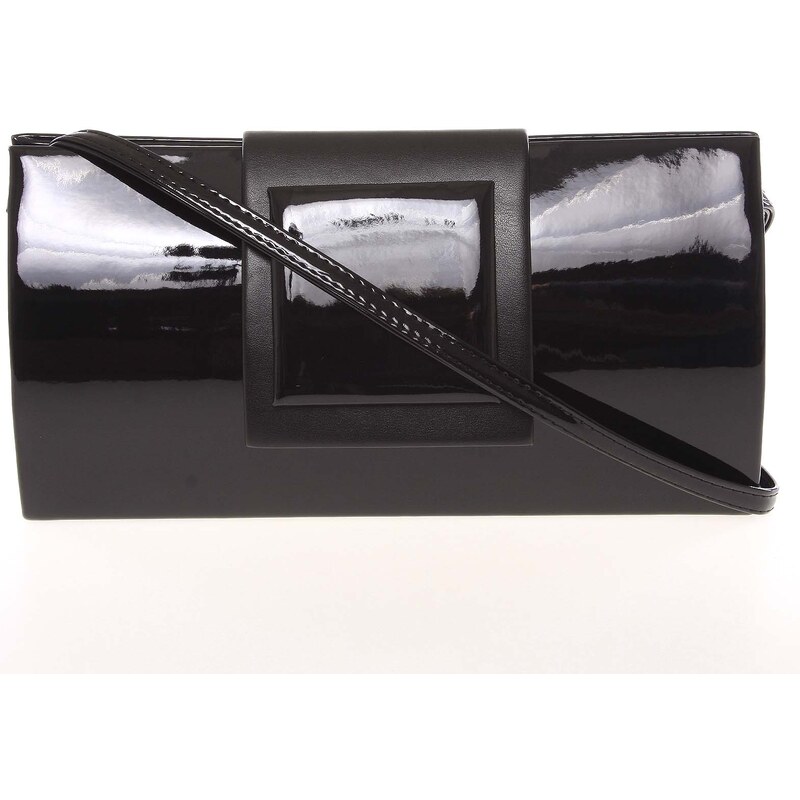 Černé psaníčko-kabelka s lesklým rámečkem Royal Style 026 černá