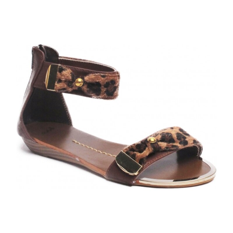 Timeless Hnědé leopardí sandálky Timeless Sarah