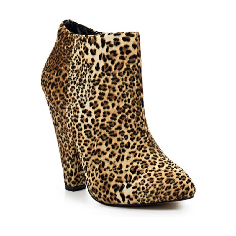 Timeless Kotníkové boty na podpatku s leopardím vzorem Timeless