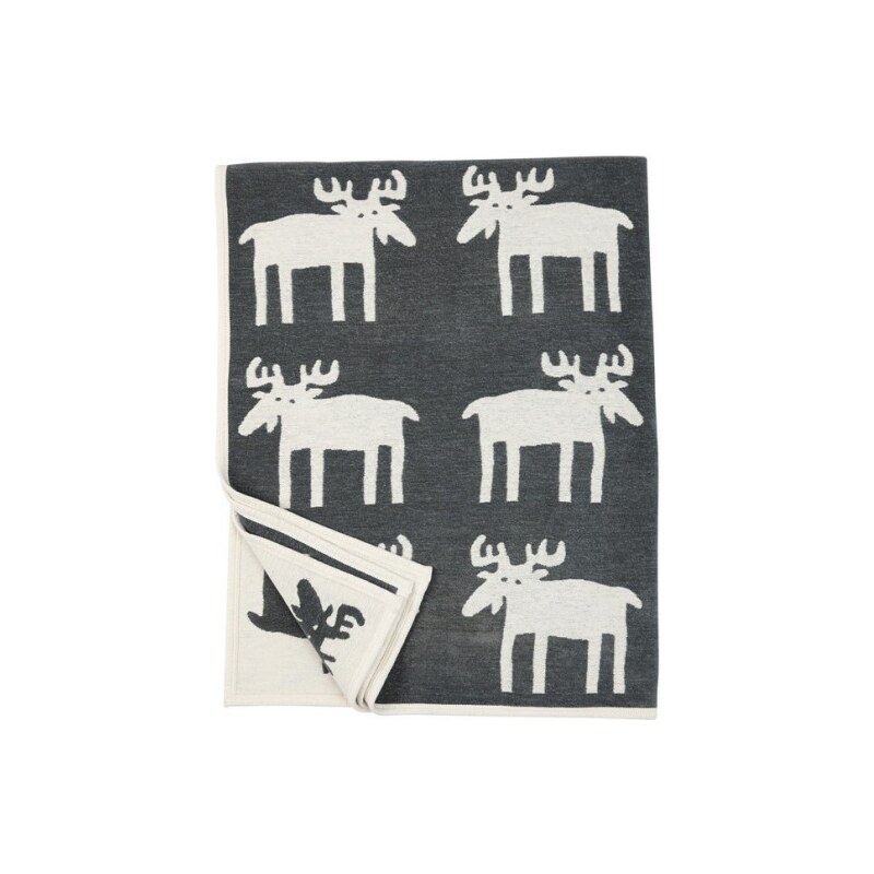 Klippan, Švédsko Bavlněná deka chenille Moose dark grey, Tmavě šedá