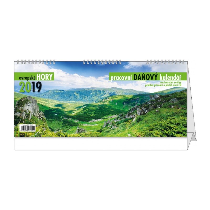 Baloušek s.r.o. Stolní kalendář Pracovní daňový kalendář - Evropské hory 2019 BSN2-19
