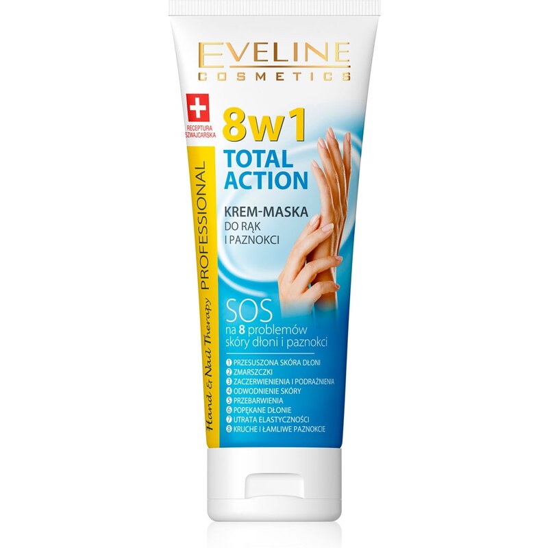 Eveline cosmetics Hand & Nail Therapy PROFESSIONAL 8v1 TOTAL ACTION krém-maska na ruce a nehty 75 ml