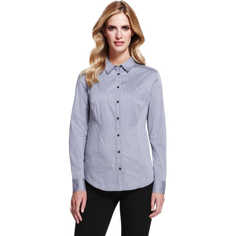 Marks and Spencer M&S Collection Quick Iron Spotted Shirt