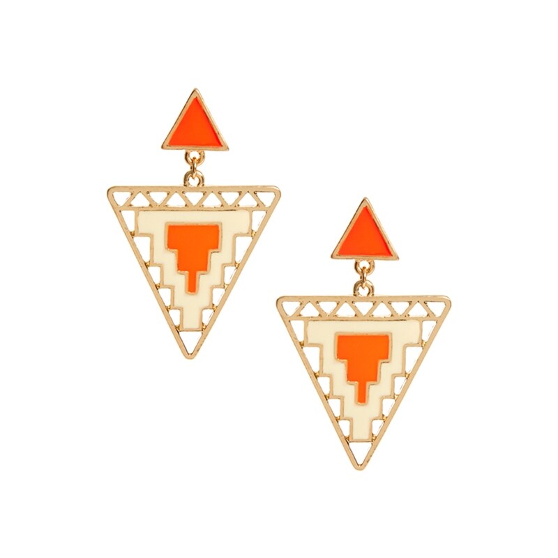 ASOS Enamel Triangle Earrings - Orange