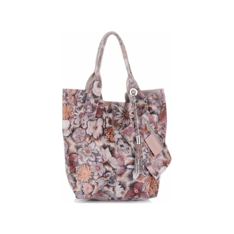 Kožené kabelka shopper bag Vittoria Gotti pudrová růžová 8298 114499061