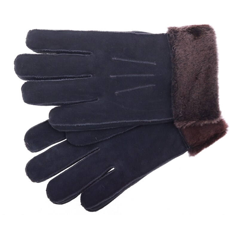 Splus Kožešinové rukavice prstové PR61 černé velur s melírovaným vlasem kožešiny vel. L/XL