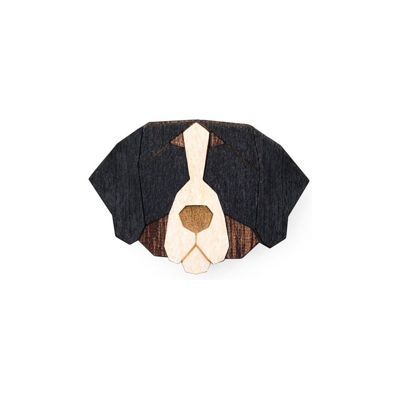 BeWooden Dřevěná brož ve tvaru psa Bernese Mountain Dog Brooch