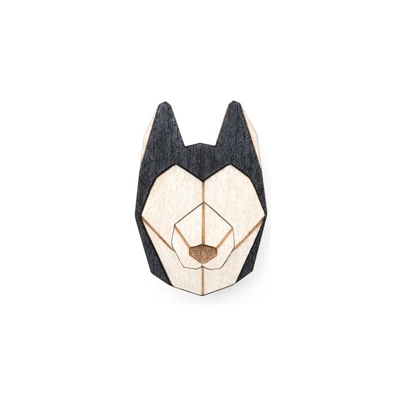 BeWooden Dřevěná brož Husky Brooch