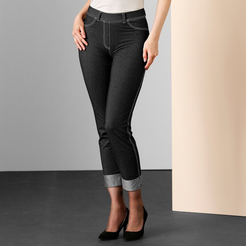 Blancheporte 3/4 kalhoty z džínového úpletu černá