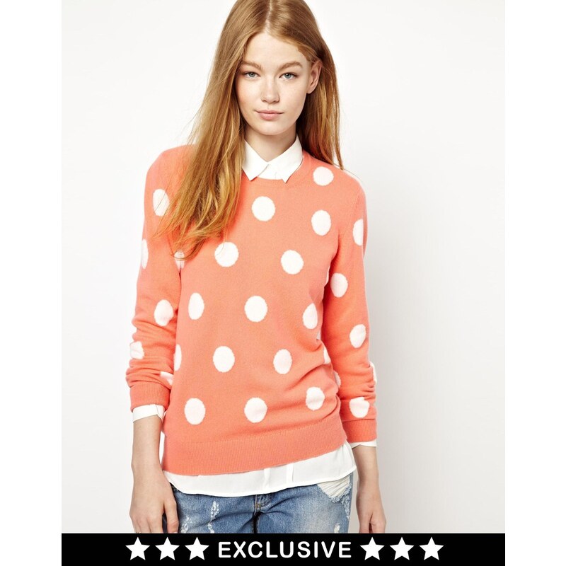 CC Cashmere by John Laing Crew Neck Jumper with Polka Dots in 100% Cashmere