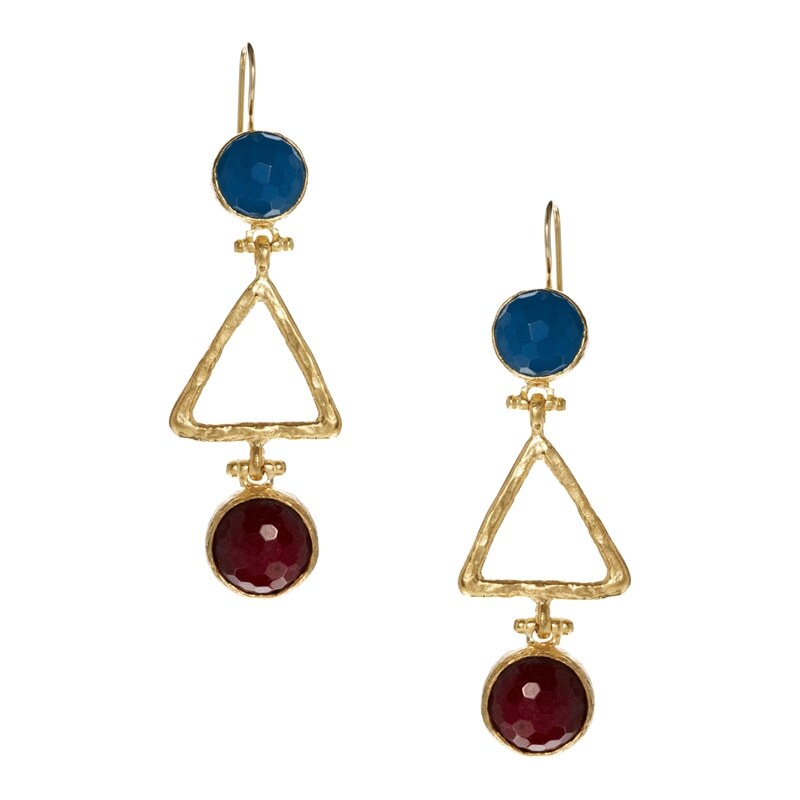 Ottoman Hands Two Stone Triangle Drop Earring