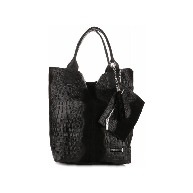 Kožené kabelka shopper bag Vittoria Gotti černá V877