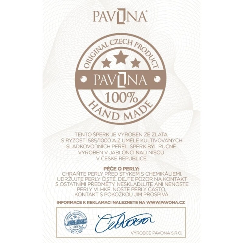 Pavona Evolution Group zlaté náušnice s říční perlou 921010.1 bílá