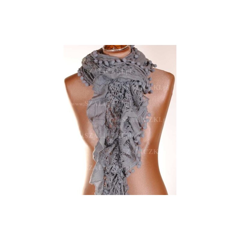 Import Import Pletený šátek prolamovaný vzor šedý 200-07