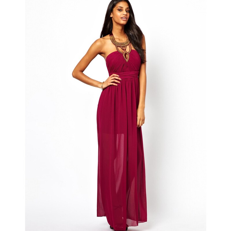 Little Mistress Maxi Dress with Embellished Necklace
