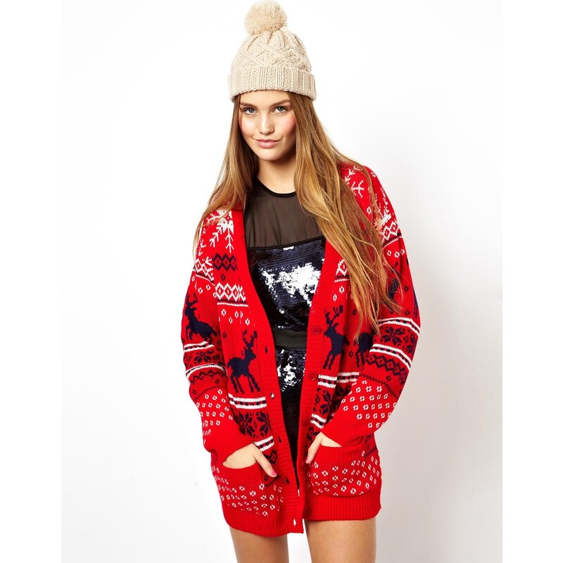 ASOS Christmas Cardigan With Reindeer Design