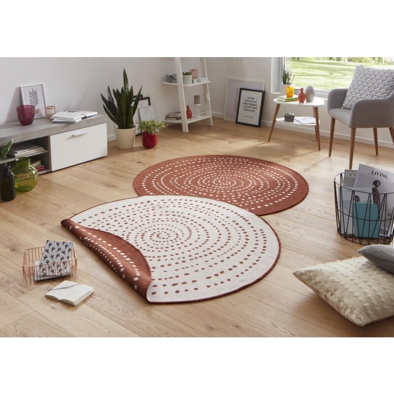 NORTHRUGS - Hanse Home koberce Kusový koberec Twin-Wendeteppiche 103110 terra creme kruh – na ven i na doma - 140x140 (průměr) kruh cm