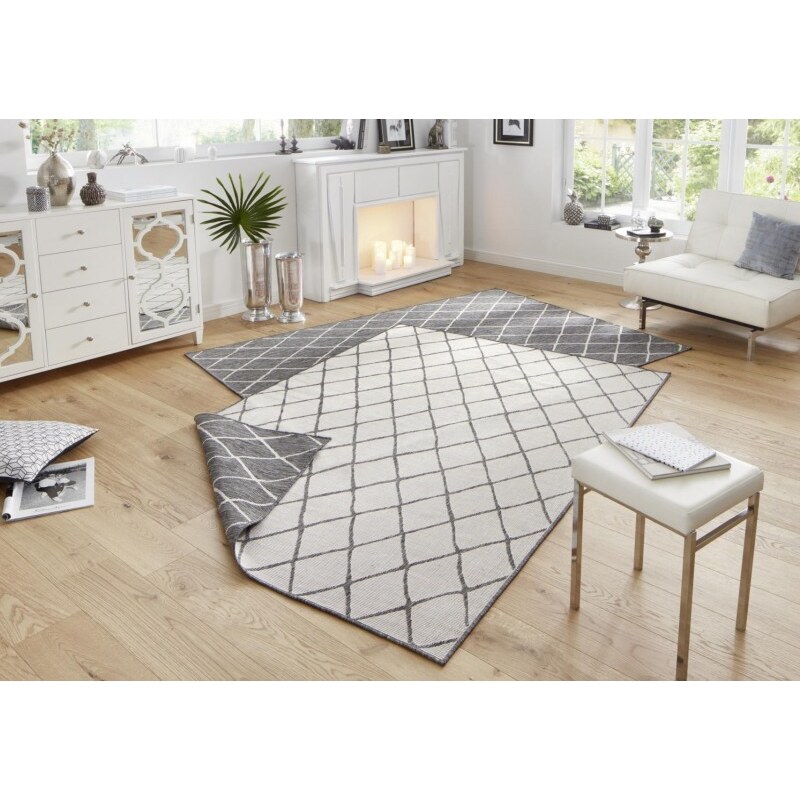 NORTHRUGS - Hanse Home koberce Kusový koberec Twin-Wendeteppiche 103118 grau creme – na ven i na doma - 80x150 cm