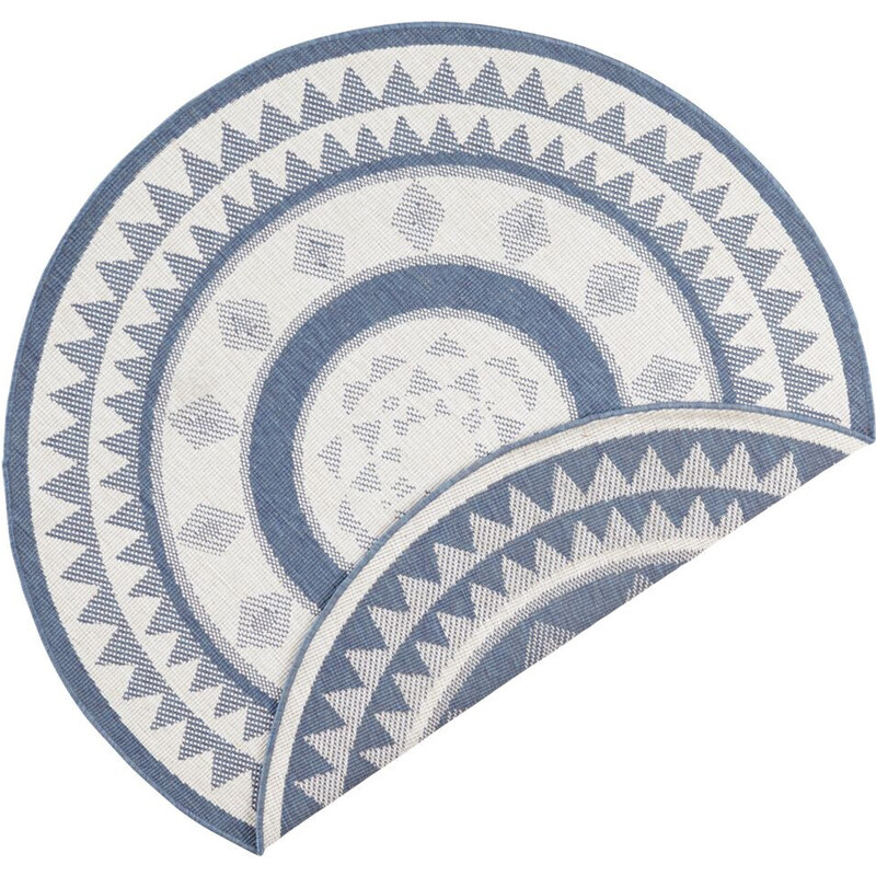 NORTHRUGS - Hanse Home koberce Kusový koberec Twin Supreme 103414 Jamaica blue creme kruh – na ven i na doma - 200x200 (průměr) kruh cm