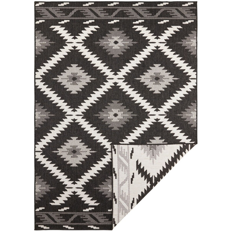 NORTHRUGS - Hanse Home koberce Kusový koberec Twin Supreme 103429 Malibu black creme – na ven i na doma - 80x250 cm