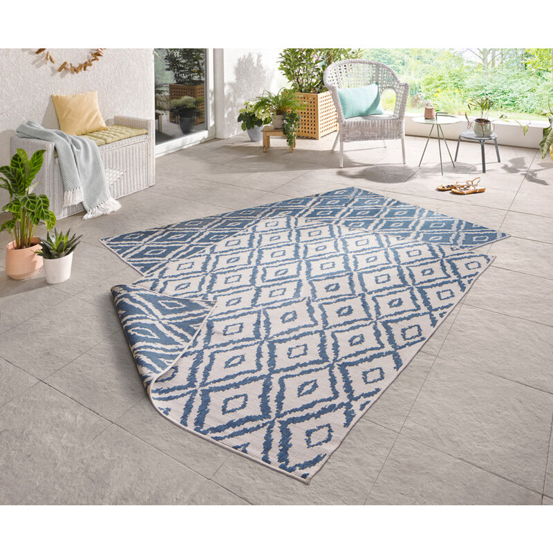 NORTHRUGS - Hanse Home koberce AKCE: 120x170 cm Kusový koberec Twin-Wendeteppiche 103137 blau creme – na ven i na doma - 120x170 cm