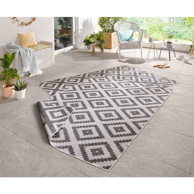 NORTHRUGS - Hanse Home koberce Kusový koberec Twin-Wendeteppiche 103132 grau creme – na ven i na doma - 80x250 cm