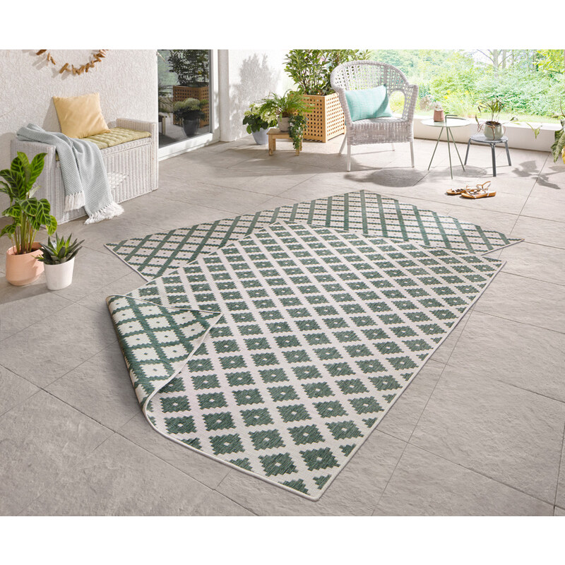 NORTHRUGS - Hanse Home koberce Kusový koberec Twin-Wendeteppiche 103125 grün creme – na ven i na doma - 80x250 cm