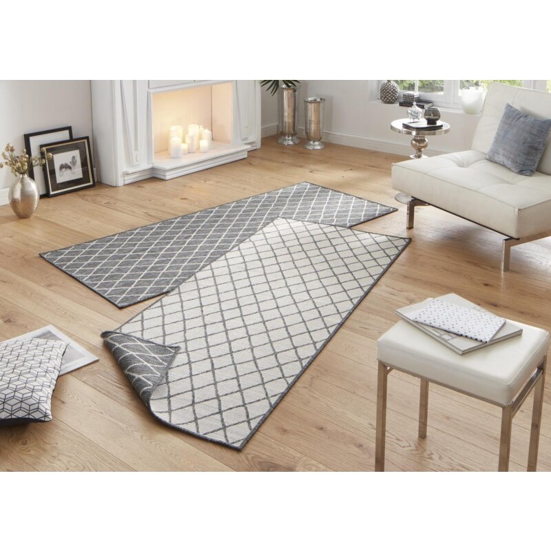 NORTHRUGS - Hanse Home koberce Kusový koberec Twin-Wendeteppiche 103118 grau creme – na ven i na doma - 80x150 cm