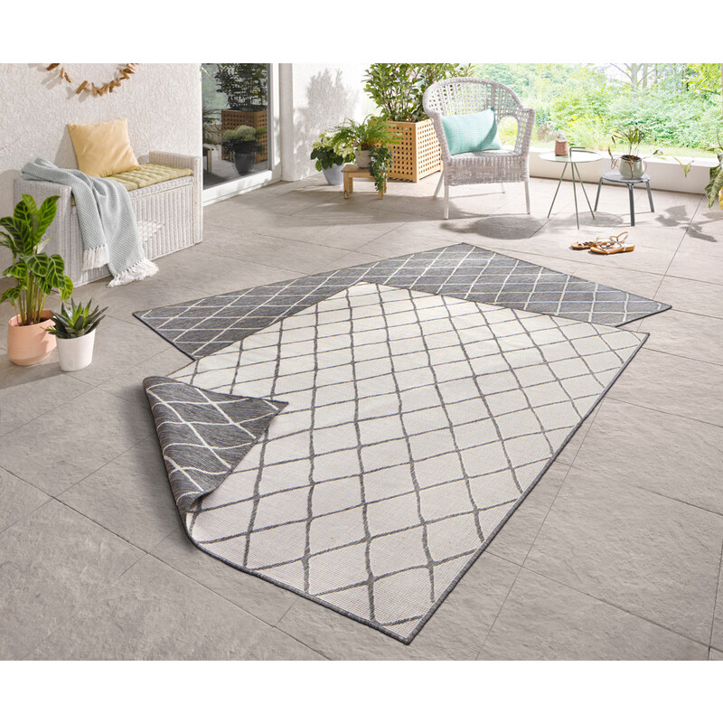 NORTHRUGS - Hanse Home koberce Kusový koberec Twin-Wendeteppiche 103118 grau creme – na ven i na doma - 80x150 cm