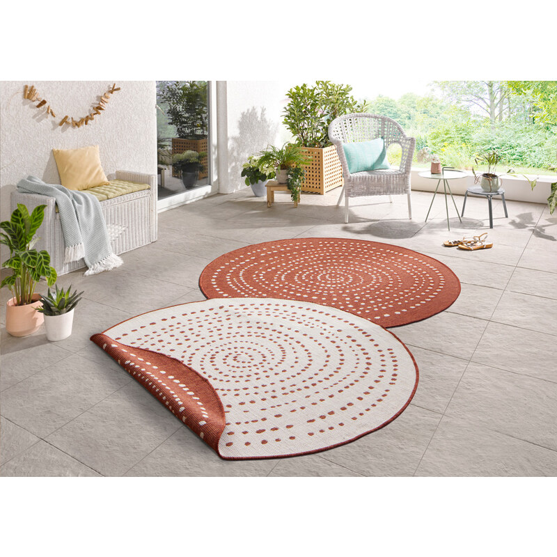 NORTHRUGS - Hanse Home koberce Kusový koberec Twin-Wendeteppiche 103110 terra creme kruh – na ven i na doma - 140x140 (průměr) kruh cm