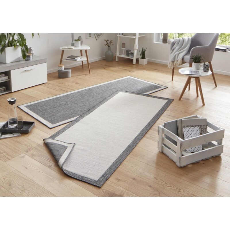 NORTHRUGS - Hanse Home koberce Kusový koberec Twin-Wendeteppiche 103108 creme grau – na ven i na doma - 80x250 cm