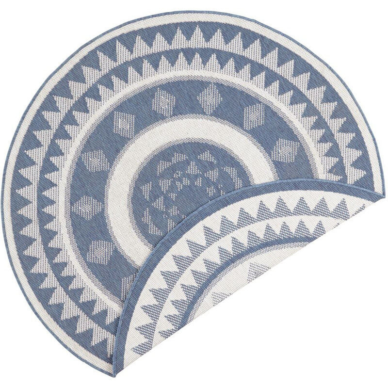 NORTHRUGS - Hanse Home koberce Kusový koberec Twin Supreme 103414 Jamaica blue creme kruh – na ven i na doma - 200x200 (průměr) kruh cm