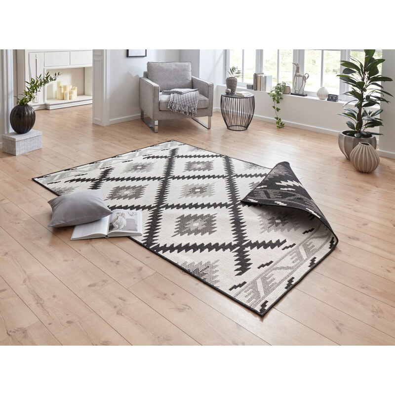 NORTHRUGS - Hanse Home koberce Kusový koberec Twin Supreme 103429 Malibu black creme – na ven i na doma - 80x250 cm