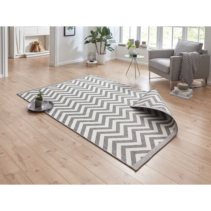 NORTHRUGS - Hanse Home koberce Kusový koberec Twin Supreme 103432 Palma grey creme – na ven i na doma - 80x250 cm