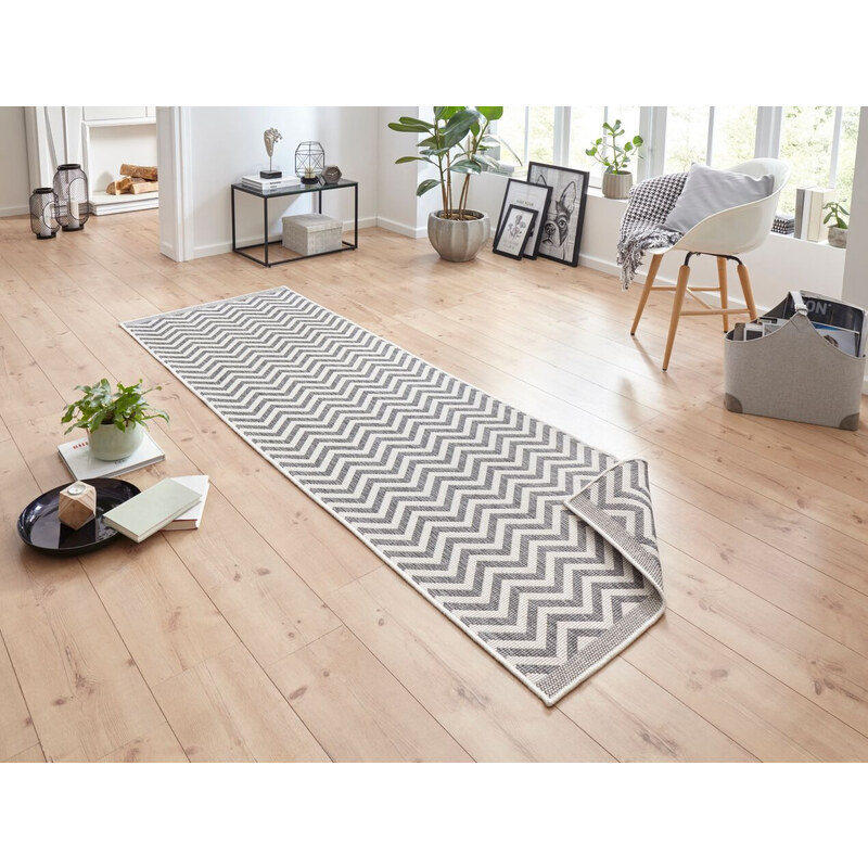 NORTHRUGS - Hanse Home koberce Kusový koberec Twin Supreme 103432 Palma grey creme – na ven i na doma - 80x250 cm